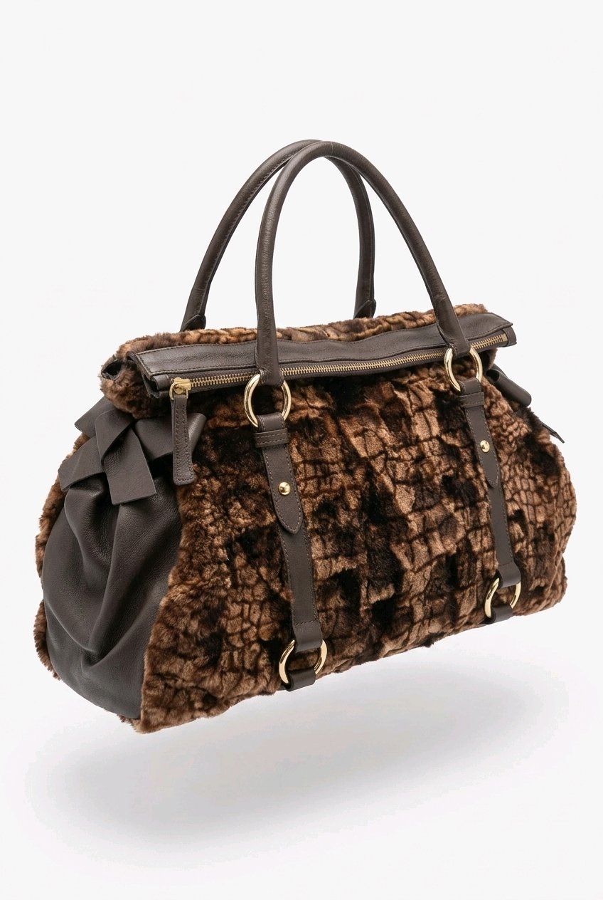 Brown  Fur and Leather Bag