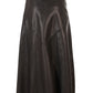 Χειροποίητη Καφέ Maxi Δερμάτινη Φούστα με Ρυθμιζόμενο Μέγεθος 