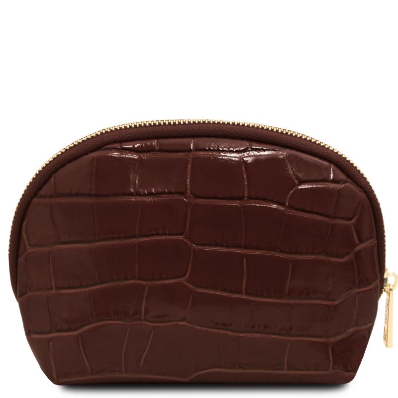 Vera Croc print leather toiletry case