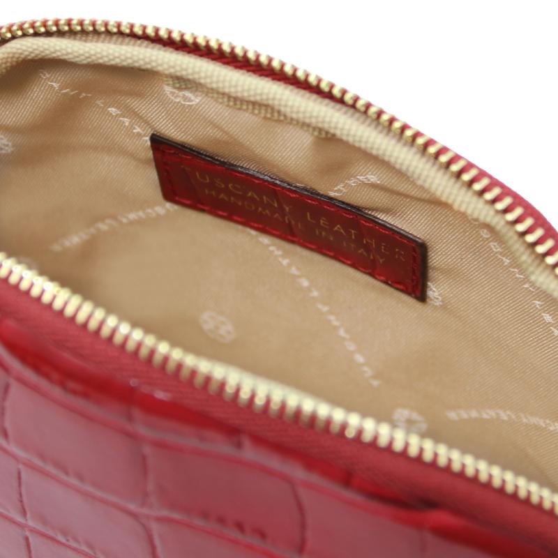 Vera Croc print leather toiletry case