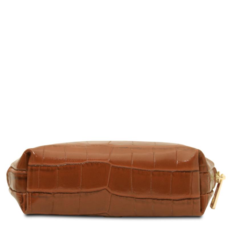 Vera Croc print leather toiletry case