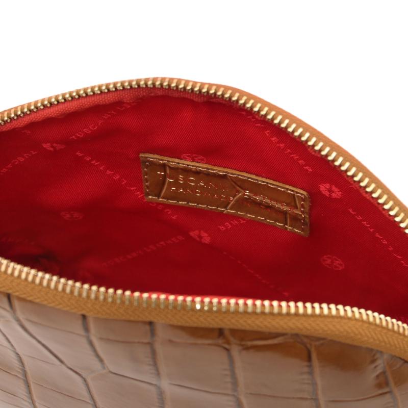 Vera Croc print leather toiletry case