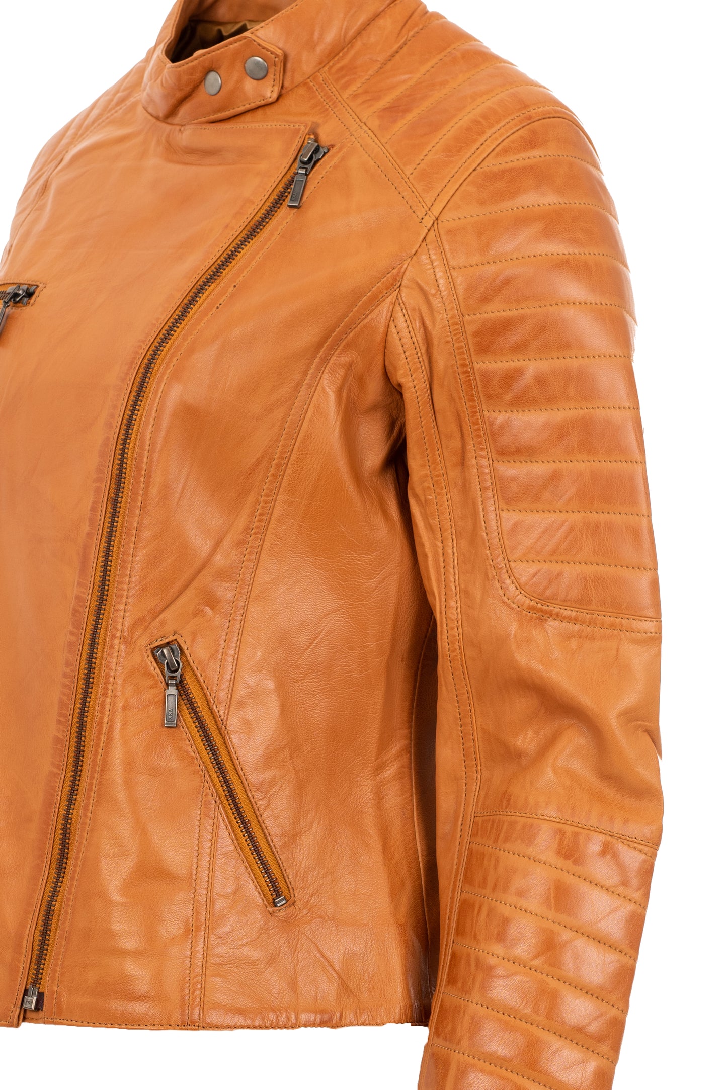 Women's Camel Biker Leather Jacket