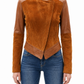 VICKY - Handmade Asymmetric Camel  Leather  Jacket