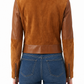 VICKY - Handmade Asymmetric Camel  Leather  Jacket