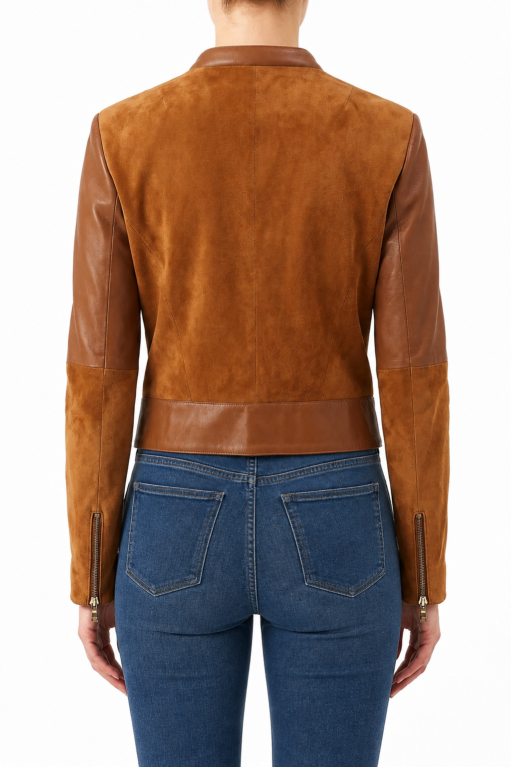VICKY - Handmade Asymmetric Camel  Leather  Jacket