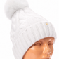 BEANIES with detachable real fur POMPOMS, knit hats with snap fur pompoms.