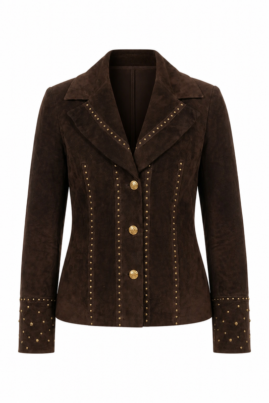 Women's Brown Suede Blazer