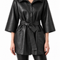 KIMBER- Women's Black long Jacket with Belt