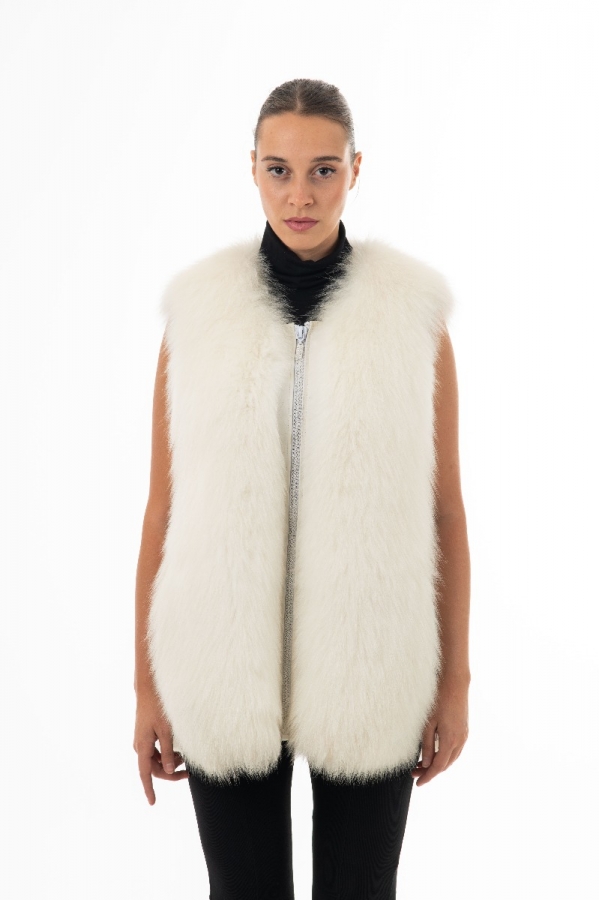5828- WHITE FOX and  LEATHER VEST
