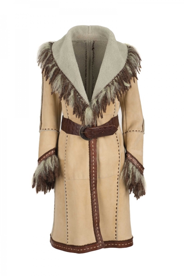 RICCARDA-Γυναικείο Sheepskin παλτό με χειροποίητα κεντήματα