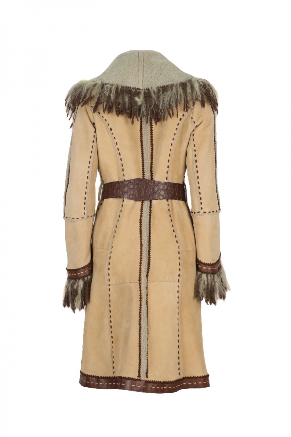 RICCARDA-Γυναικείο Sheepskin παλτό με χειροποίητα κεντήματα