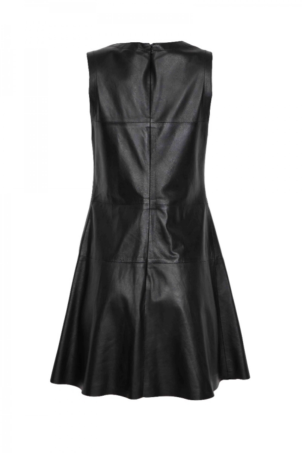SAVOY-Δερμάτινο φόρεμα με πιέτες